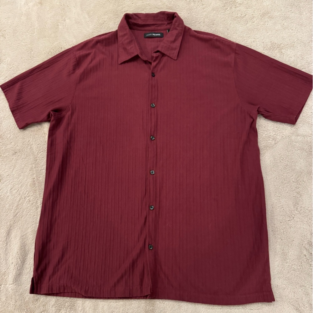 John Henry Burgundy Mens Button-Up Shirt XXL